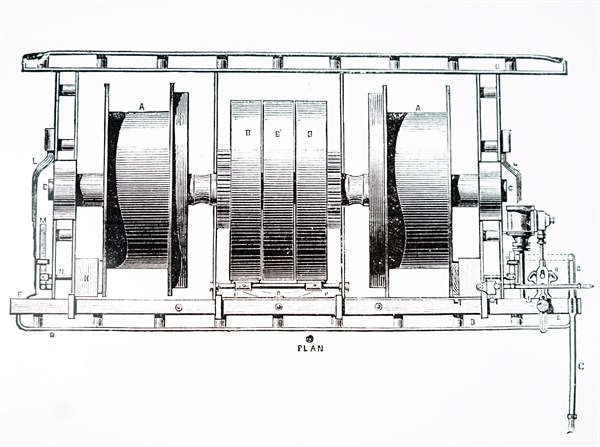 A plan for a windlass for steam ploughing designed in England