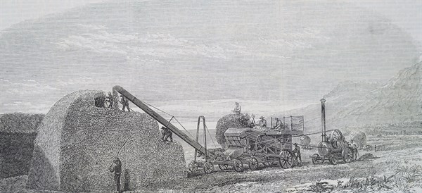 A Ransomes, Sims & Jefferies threshing and stacking machine
