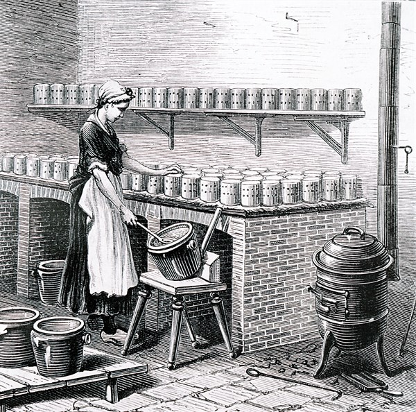 The making camembert cheese