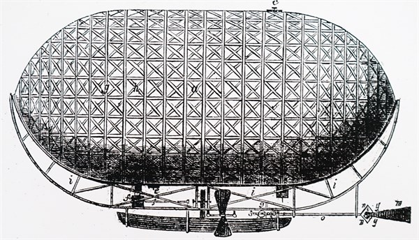Henry Bell's design for an aerial machine, which had a rudder and two screw propellers