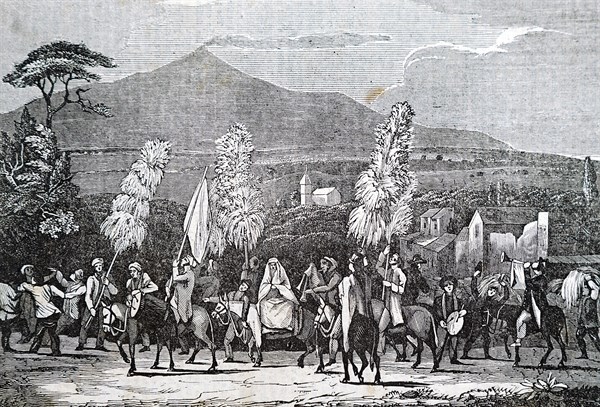 An illustration of a peasant wedding procession, Sicily, Italy