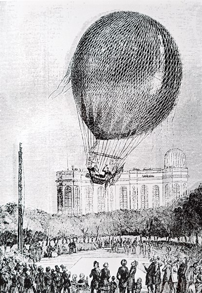Poitevin making a balloon ascent on a horse from the Champ de Mars, France