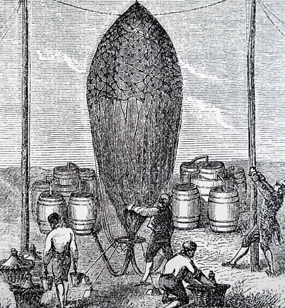The filling of a balloon in England