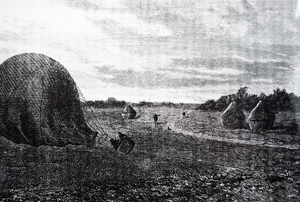 Tissandier landing his balloon