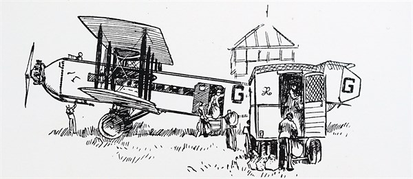 A Biplane being loaded with mail