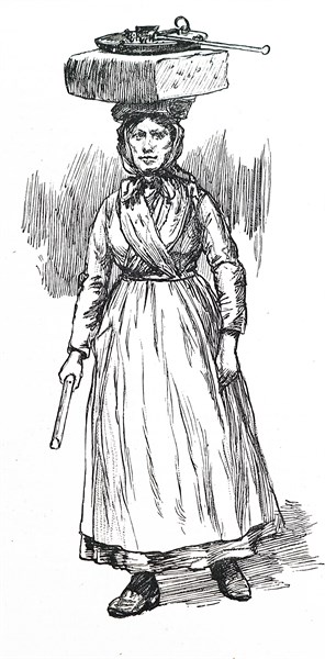 An Italian woman from San Remo selling cheese
