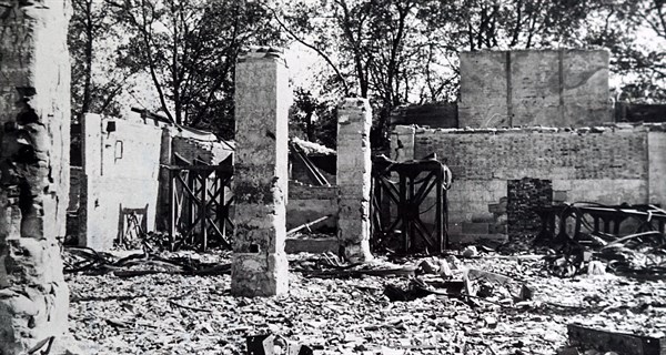 Photograph showing the destruction on the outskirts of Paris, during the liberation of France from German occupation in the summer of 1944