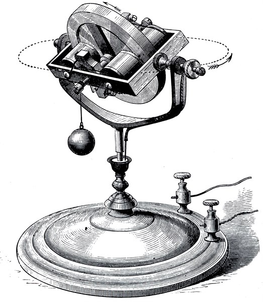 An electric gyroscope, a device consisting of a wheel or disc mounted so that it can spin rapidly about an axis which is itself free to alter in direction