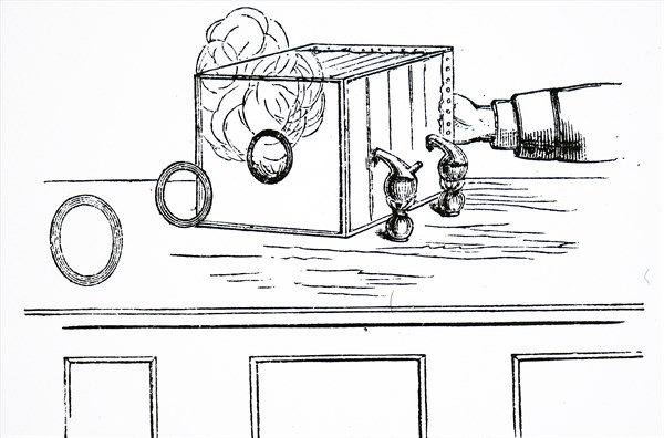 A vortex box used for studying smoke rings