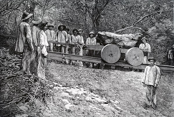 The recovering of the giant meteorite which fell at Bondego, Brazil