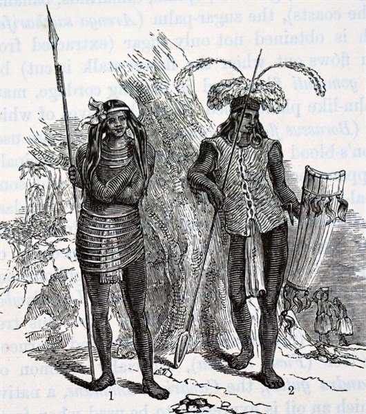 Dayak males performing daily tasks