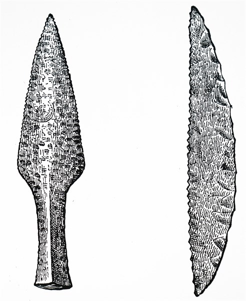 Neolithic flint dagger and saw
