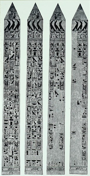 The four sides of Cleopatra's Needle as it stood in Alexandria