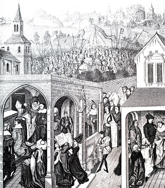 The coronation of Philip II of France, he is being crowned in Reims by his uncle William, Archbishop of Reims