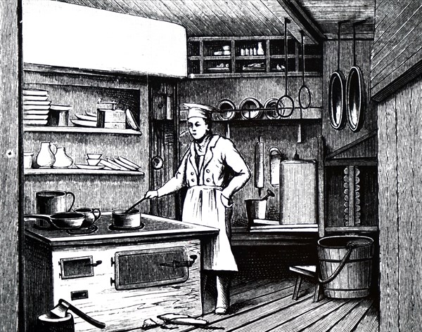 The kitchen galley of the Orient Express