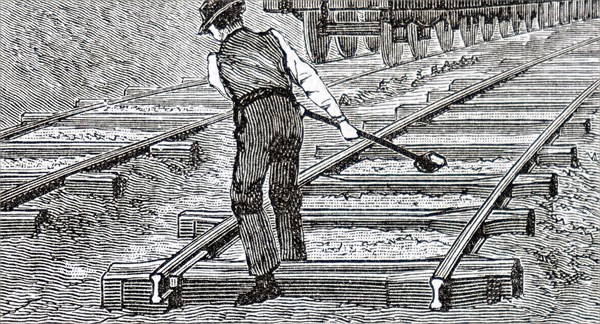 The placement of railway sleepers