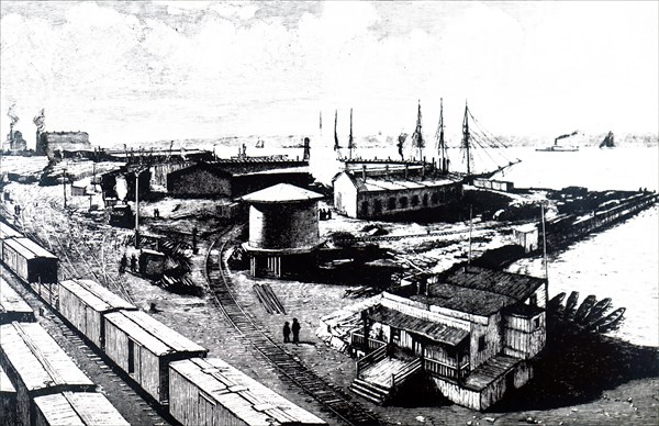 Freight yards of the New York and Hudson River Railroad, West Sixty-Fifth Street, New York