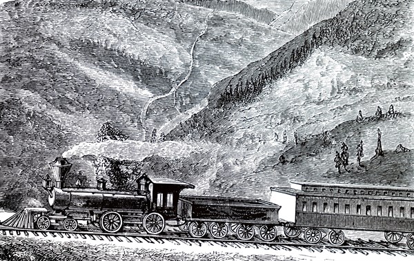 A train travelling through American Canyon on the Union Pacific Railroad