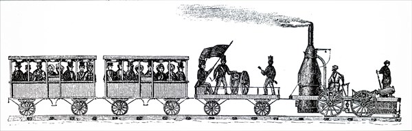 An early locomotive which pulled a short train out of Charleston on Christmas Day