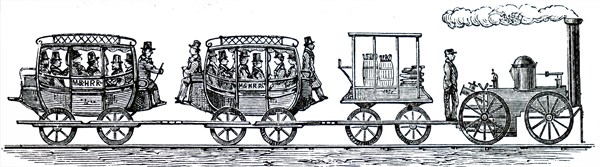 An early locomotive which pulled a short train out of Charleston on Christmas Day