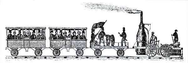 An early locomotive which pulled a short train out of Charleston on Christmas Day