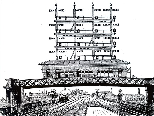 A signal gantry at Cannon Street, London