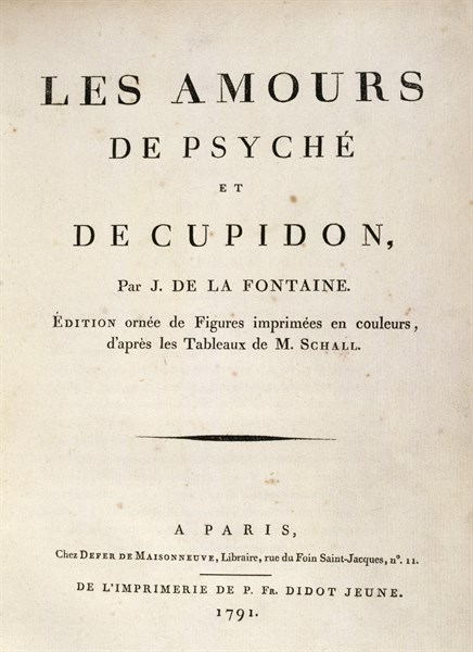 Title page of the 1791 edition of Cupid and Psyche, originally published in 1669 by Jean La Fontaine