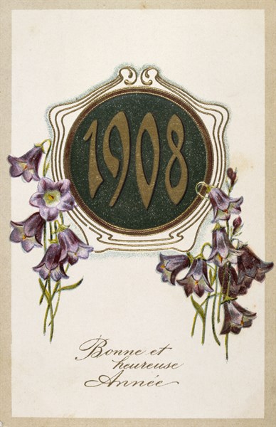 French Happy New Year, postcard 1908