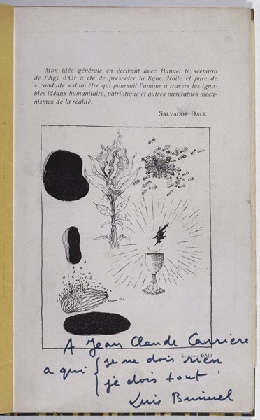 Design by Salvador Dali for the program for the film 'L'Age d'Or' a 1928 French surrealist comedy directed by Luis Buñuel about the insanities of modern life, the hypocrisy of the sexual mores of bour...