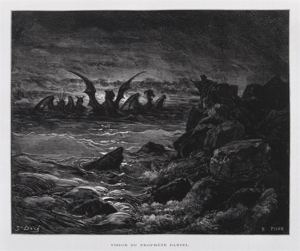 Vision of the prophet Daniel, Illustration from the Dore Bible 1866