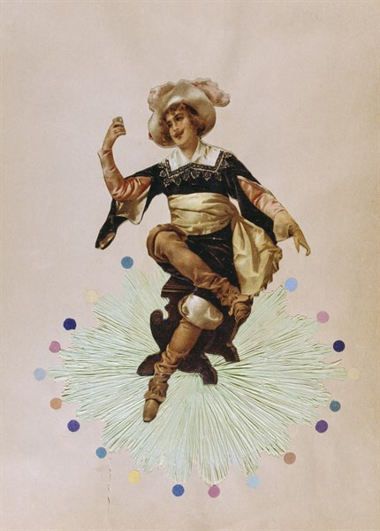 French postcard depicting a young man drinking 1900