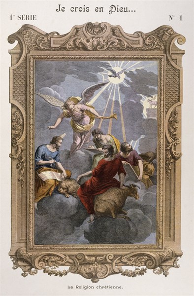 19th century French allegorical illustration describing the Christian Religion