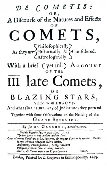 Title page of De Cometis by John Gadbury. John Gadbury (1627-1704) an English astrologer, and