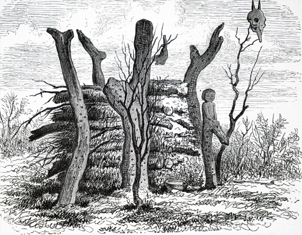 Wood engraving titled 'Fetish in Lunda'. Dated 19th Century