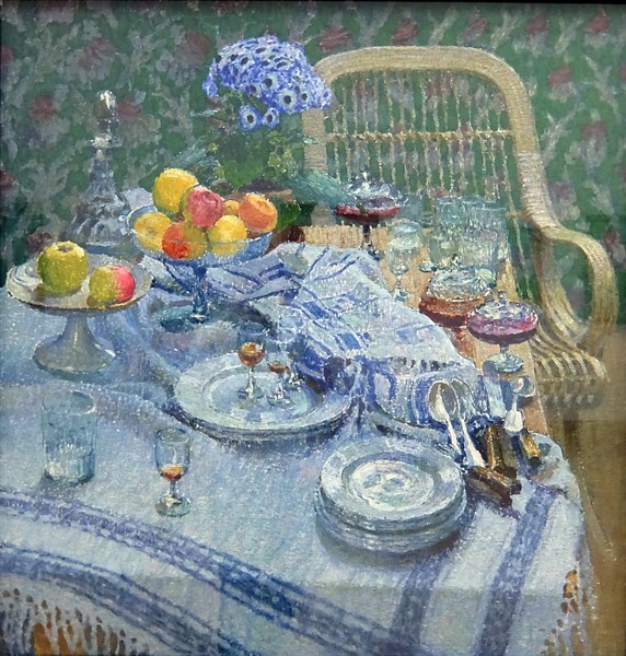 Painting titled 'An Uncleared Table' by Igor Grabar