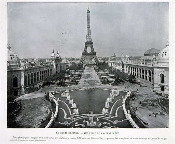 Photograph of a view of the Eiffel Tower taken from the Chateau d'Eu