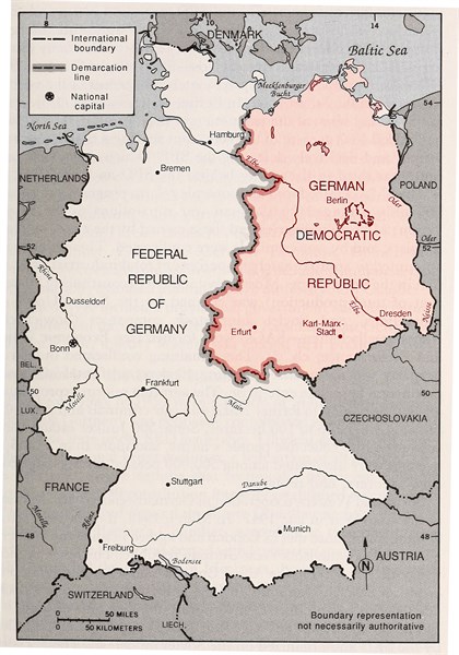 Map of Germany's Post-World War II boundaries