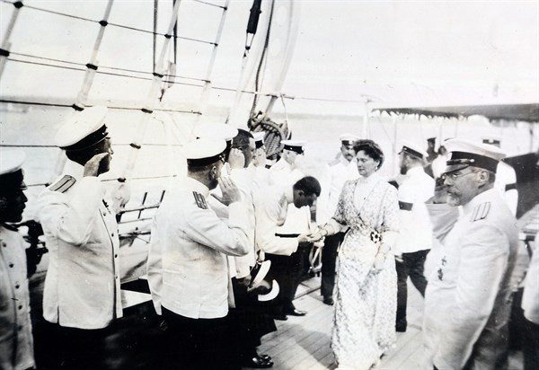 Romanov royal family, 1912. Alexandra Feodorovna the Empress consort with Emperor Nicholas II