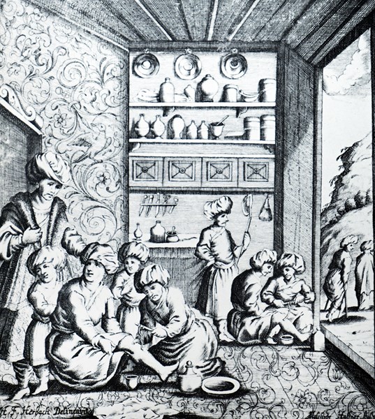 Black and white drawing by Velschius