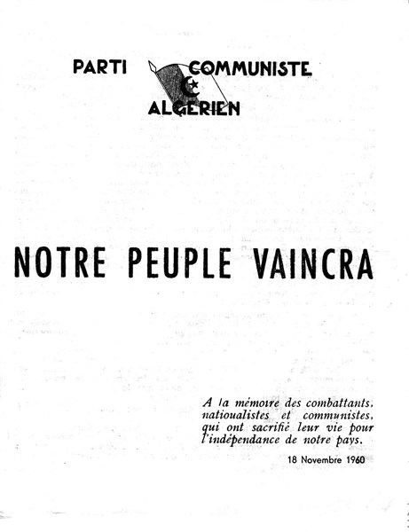 Fascicule clandestin édité par le Parti communiste algérien