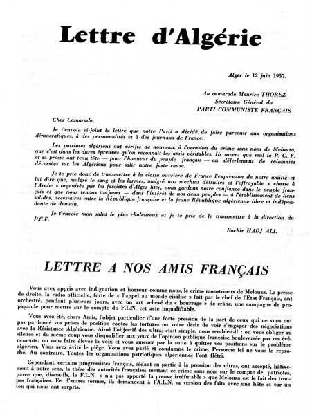 Tract du Parti communiste algérien