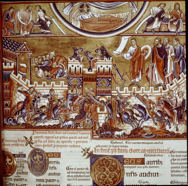 Psalter, Knights attacking Jerusalem