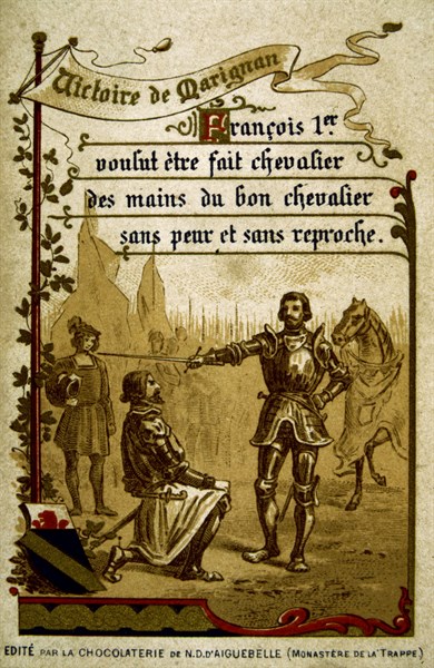 Francis I knighted by Bayard, the fearless knight beyond reproach