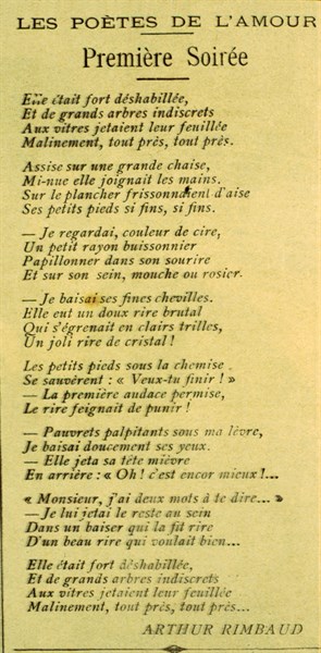 Poem : "Première soirée" by Arthur Rimbaud