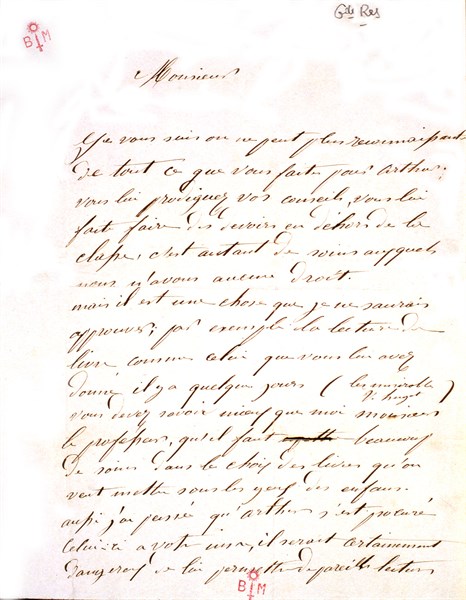 Handwritten letter discussing Arthur Rimbaud