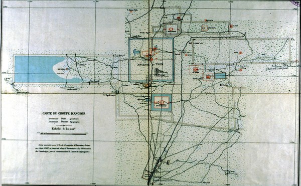 Map of the Angkor group drawn by Buat and Ducret