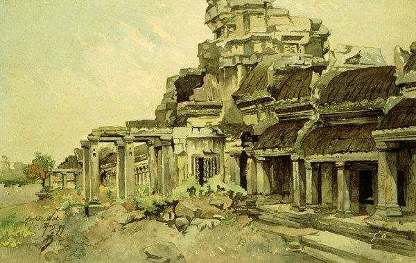 Angkor, aquarelle de Jean Courmaille