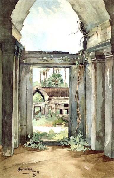 Angkor, aquarelle de Jean Courmaille
