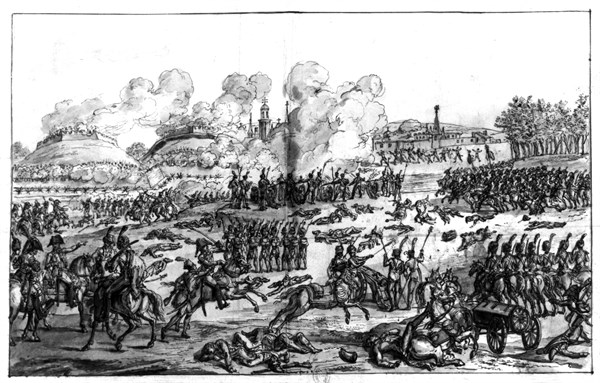 Dessin anonyme, Bataille de la Moskowa (près du village de Borodino, Russie)