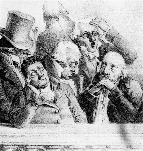 Engraving, the classics at the play "Hernani"